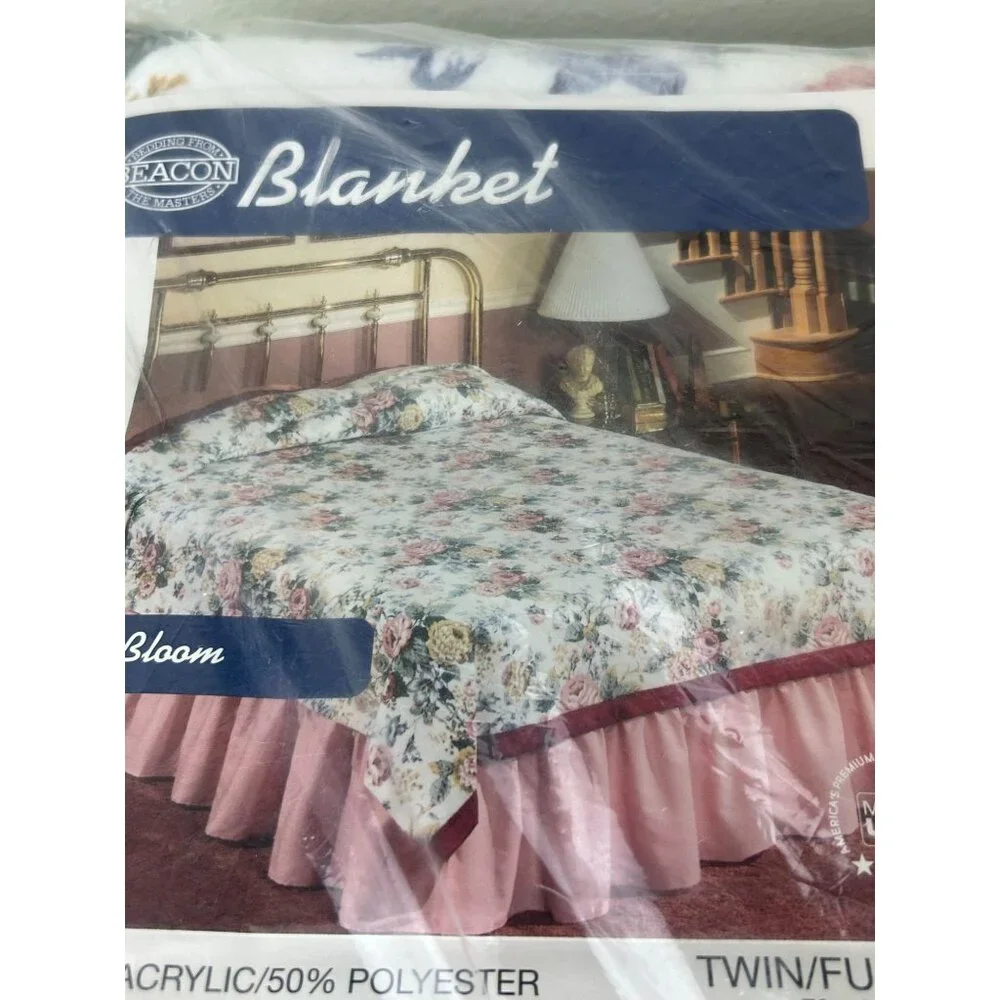 Beacon Blanket NEW Full Bloom Floral Blanket TWIN/FULL 72x90 Vintage Cottagecore